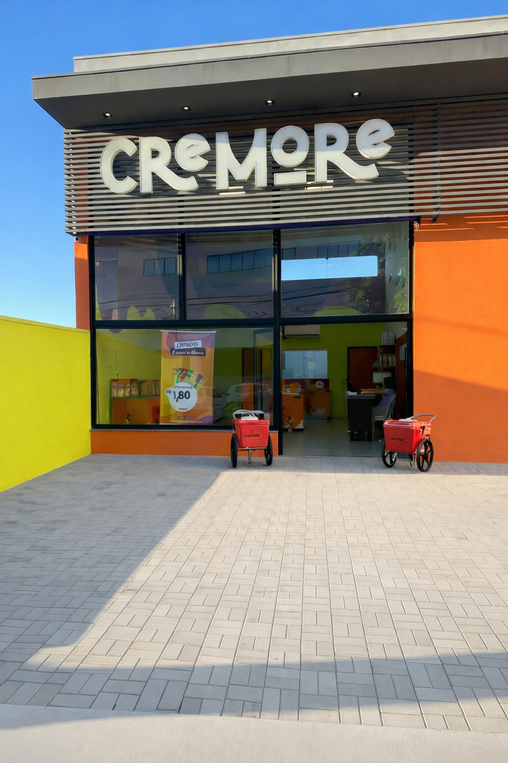 Fachada da lojinha da fábrica Cremore